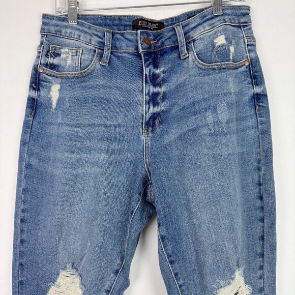 Judy Blue Waiting For Tonight Boyfriend Jeans Distressed Size 11/30 EUC - Picture 3 of 11